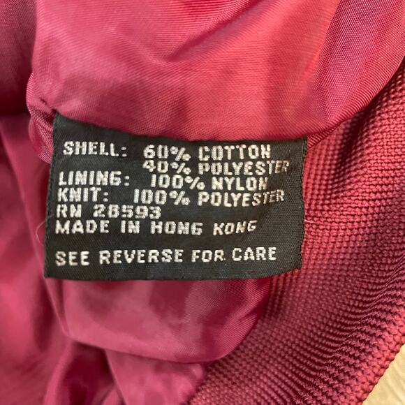 Vintage Members Only Burgundy Bomber Jacket Size 44 Hong Kong Nylon Lined - Picture 4 of 9